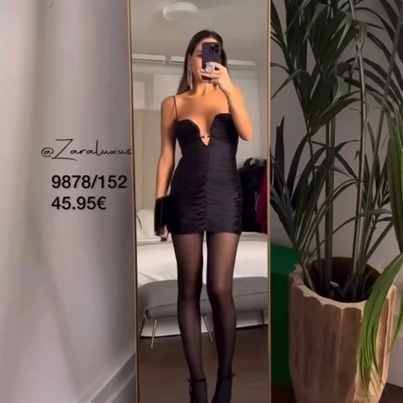 Zara Black Draped Mini Dress. NWT. Size Large. - Picture 4 of 11